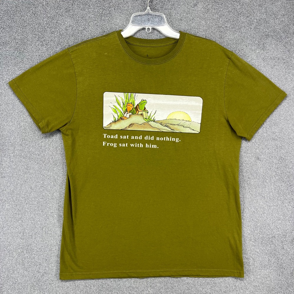 Frog and Toad Together Graphic T-Shirt Mens L Olive Green Bookish Literary Tee